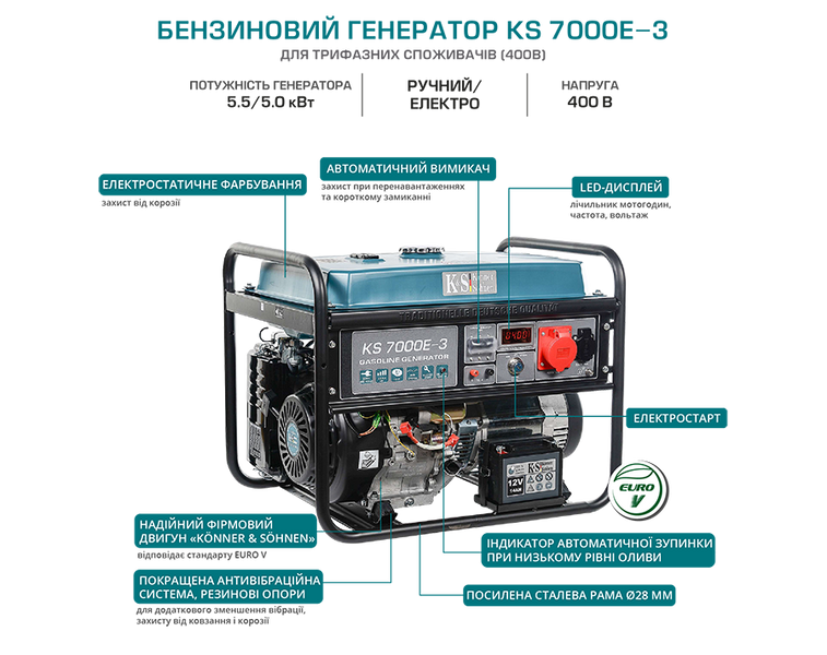 Бензиновый генератор KS 7000E-3 KS 7000E-3 фото