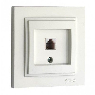 Розетка телефонная цифровая (623K CAT3) Mono Electric DESPINA, белая 158854 фото