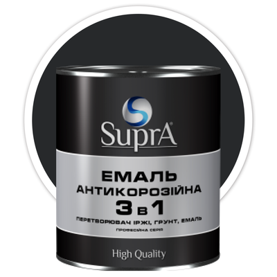 Емаль антикорозійна 3в1 Supra чорна (2,5 кг) 154099 фото