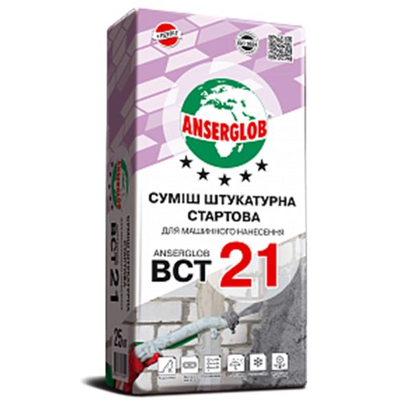 Машинна штукатурка стартова Anserglob BCT-21 (25 кг) 79659 фото