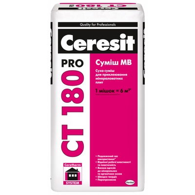 Клей для минеральной ваты Ceresit CT 180 Pro (27 кг) 97417 фото