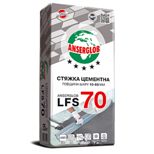 Стяжка цементная (10-60 мм) Anserglob LFS 70 (25 кг) 44956 фото