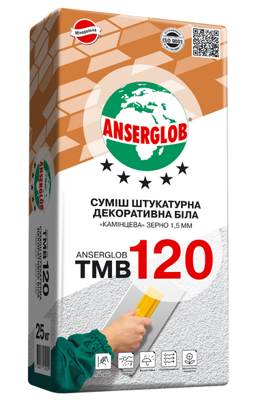 Декоративная штукатурка "камешковая" 2 мм TMB 120 (25 кг) белая 82644 фото