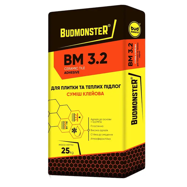 Клей для плитки і теплих підлог BudmonsteR BM 3.2, 25 кг 90447 фото