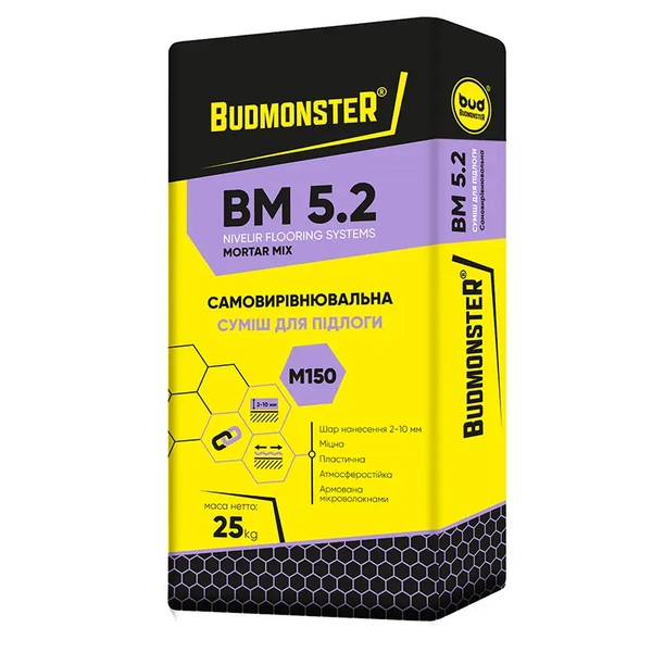 Самовыравнивающаяся смесь BudmonsteR BM 5.2, 2- 20 мм, 25 кг 87013 фото