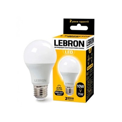 Лампа світлодіодна Lebron LED L-A60 10W 3000K 220V E27 143204 фото