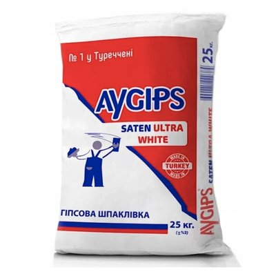 Шпаклівка гіпсова фінішна Aygips Saten Ultra White (25 кг) 177381 фото