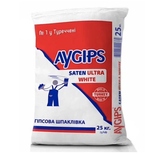 Шпаклівка гіпсова фінішна Aygips Saten Ultra White (25 кг) 177381 фото