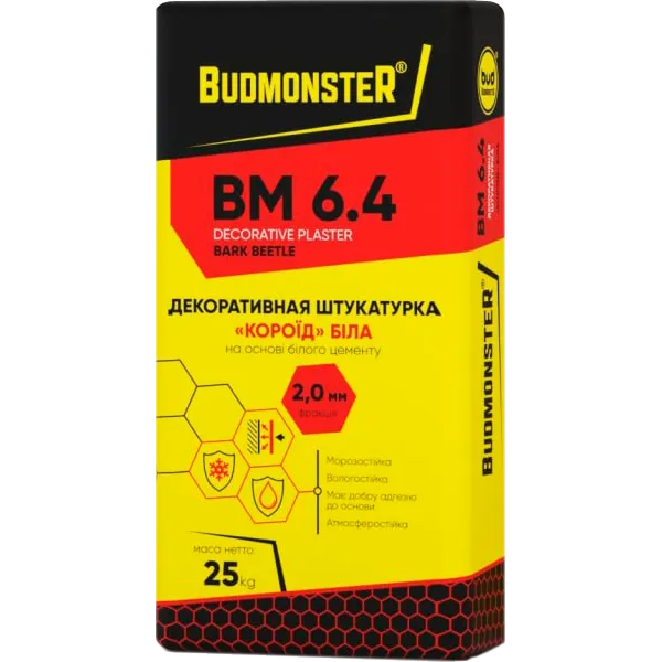 Штукатурка декоративна Короїд 2.0 BudmonsteR BM 6.4 білий, 25 кг 107974 фото