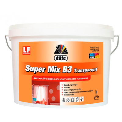 Фарба водоемульсійна Dufa Super Mix B3 під фарбування (9 л) 144602 фото