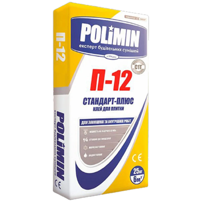 Клей для плитки Polimin П 12 Стандарт Плюс (25 кг) 124909 фото