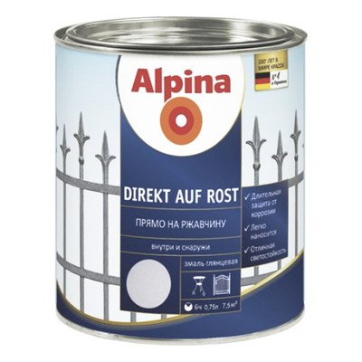 Емаль по іржі Alpina Direkt Auf Rost (0,75 л) червона 133810 фото