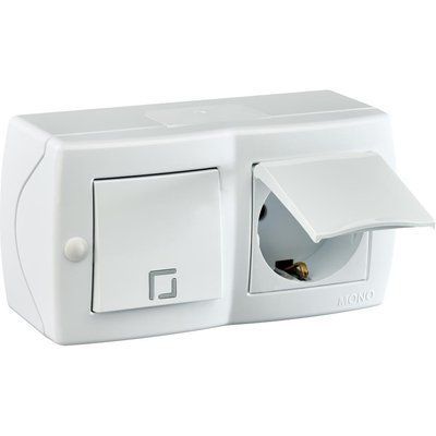 Выключатель + розетка с з/к Mono Electric Octans IP20 (серый) 159086 фото