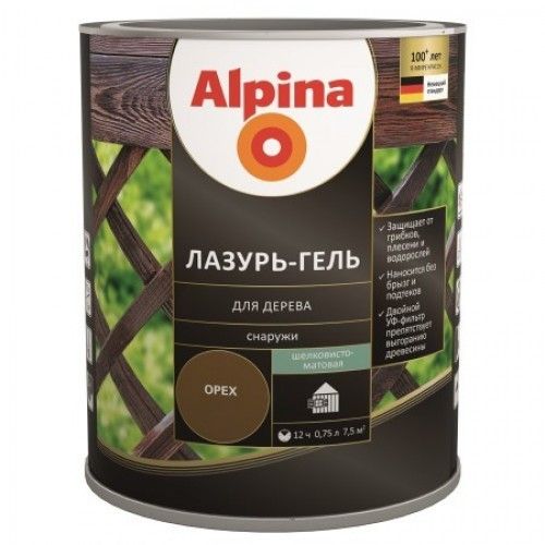 ЛАЗУР ДЛЯ ДЕРЕВА ALPINA LASUR-GEL ЧОРНА (2,5 Л) 112323 фото